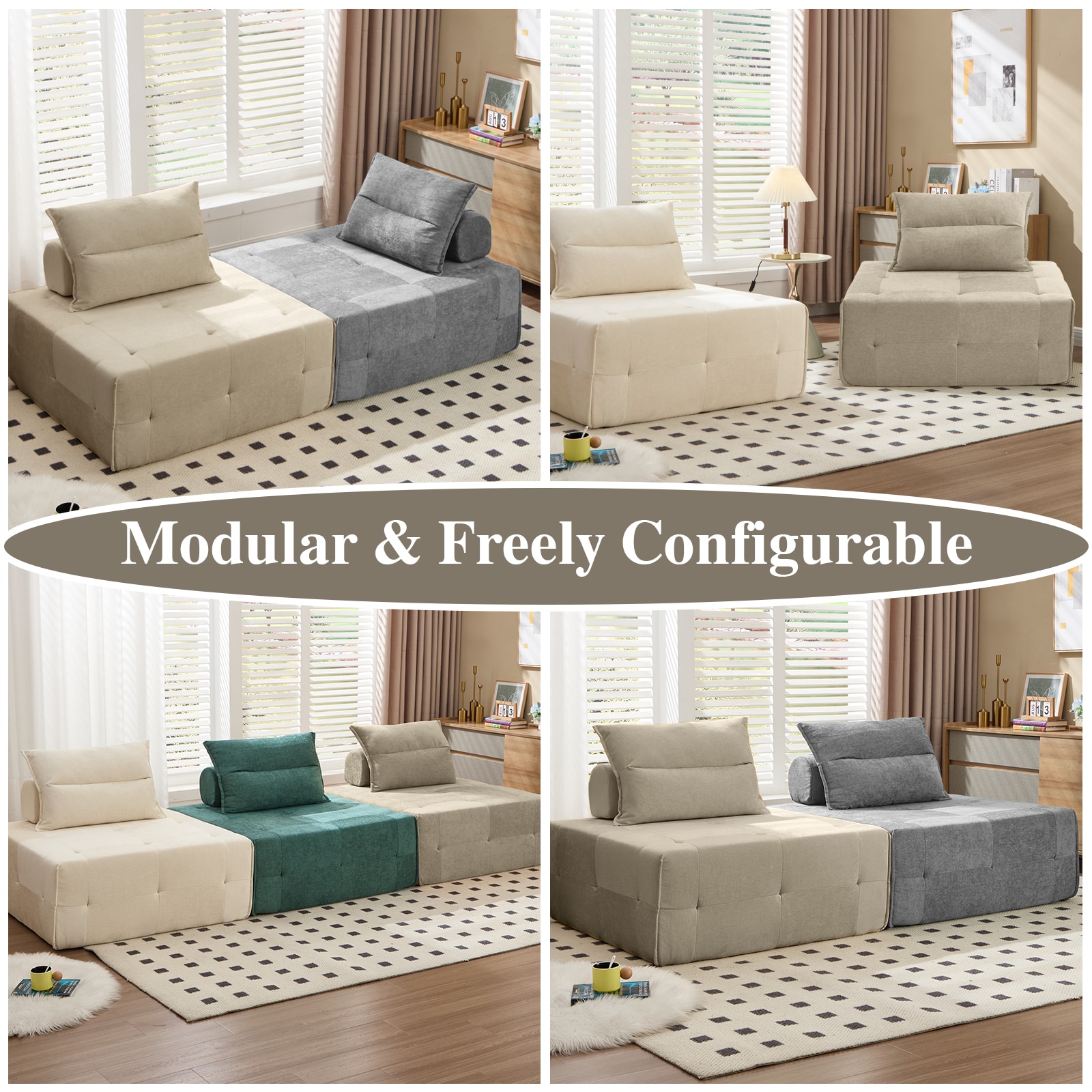 Modular Sectional Sofa With Deep Seat And Adjustable Backrest_voghion.com